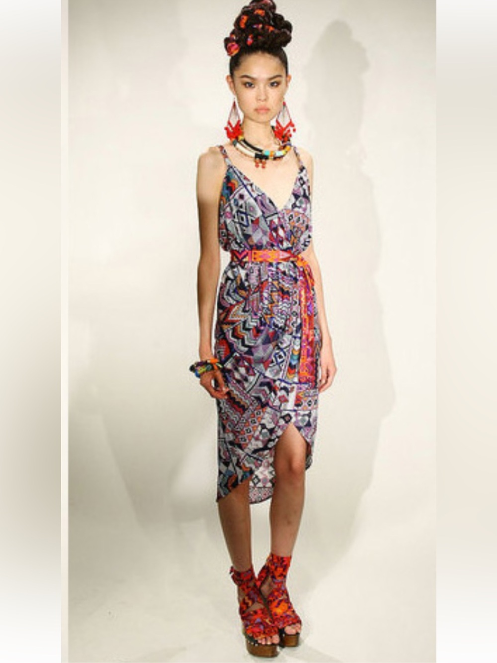 Mara Hoffman Multicolor Geometric print asymmetric Midi Dress XS